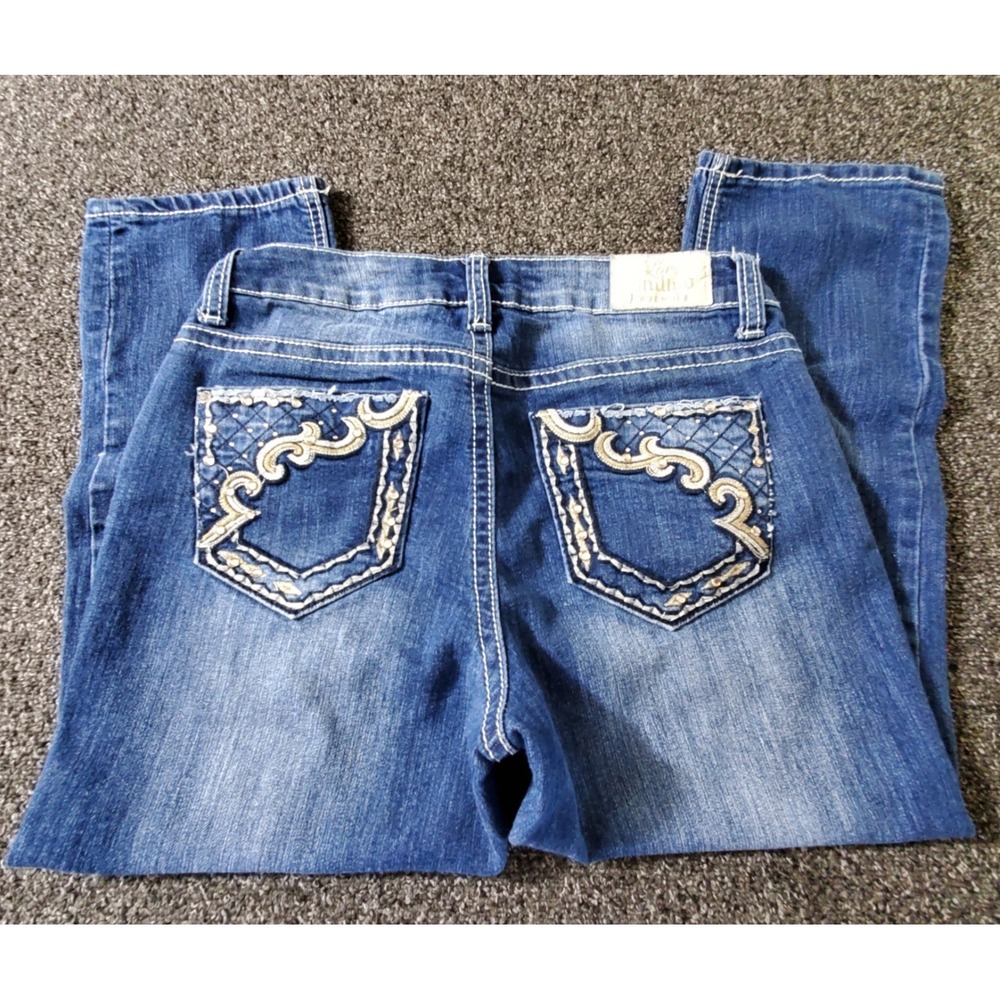 Love Indigo Premium Cropped Jeans Women 6 Embellished Pockets Capri Bling Dark